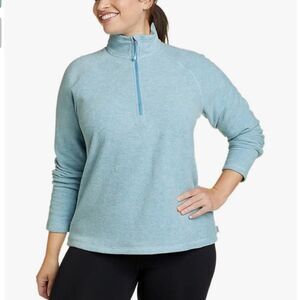 Eddie Bauer Women's Quest Fleece 1/4-Zip - Solid Pullover, Coast Size Large, NWT